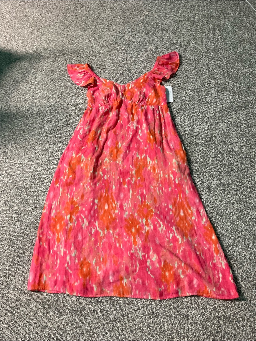 Time and Tru Pink Orange Floral Maxi Dress Adjustable Straps Pockets 8-10 cotton - Picture 9 of 11